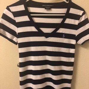 Navy blue striped Ralph Lauren V-neck